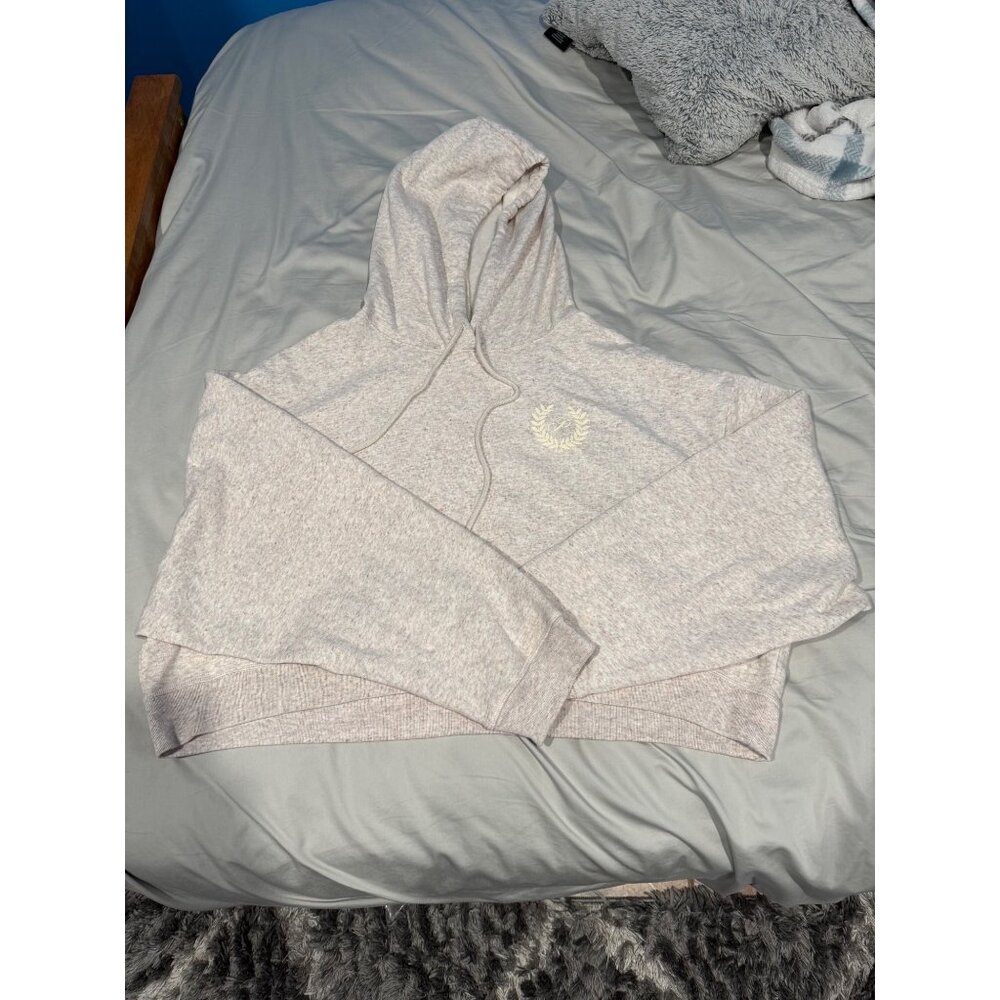 Victoria's Secret Everyday Fleece Cropped Hoodie Sz XL Heather Oatmeal NWT